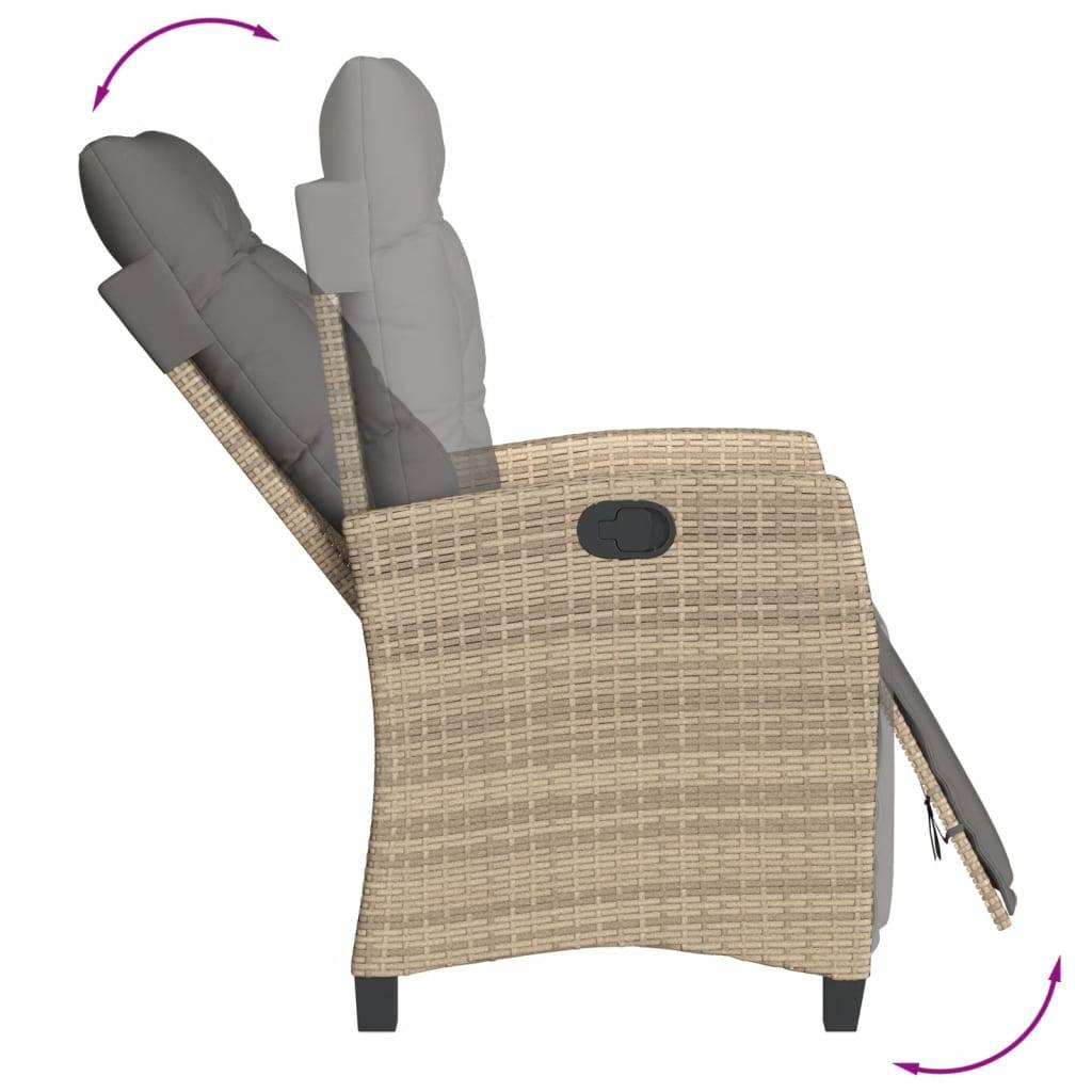 vidaXL 7-tlg. Garten-Essgruppe mit Kissen Beigemischung Poly Rattan