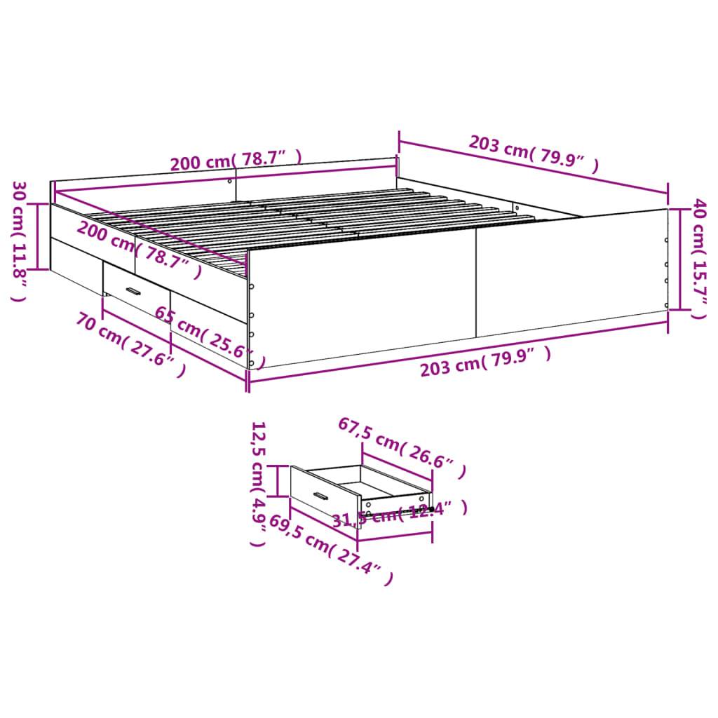 vidaXL Bettgestell mit Schubladen Weiß 200x200 cm Holzwerkstoff