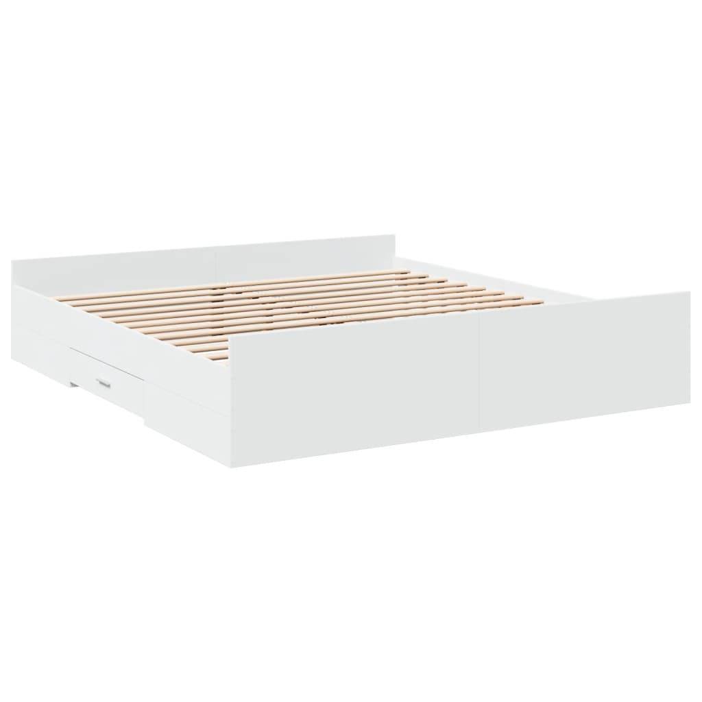 vidaXL Bettgestell mit Schubladen Weiß 200x200 cm Holzwerkstoff