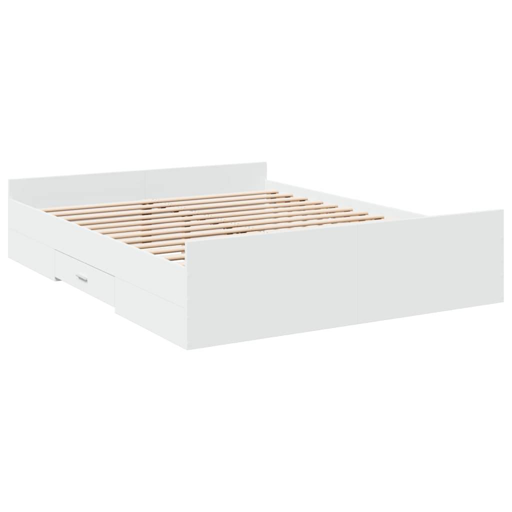 vidaXL Bettgestell mit Schubladen Weiß 150x200 cm Holzwerkstoff