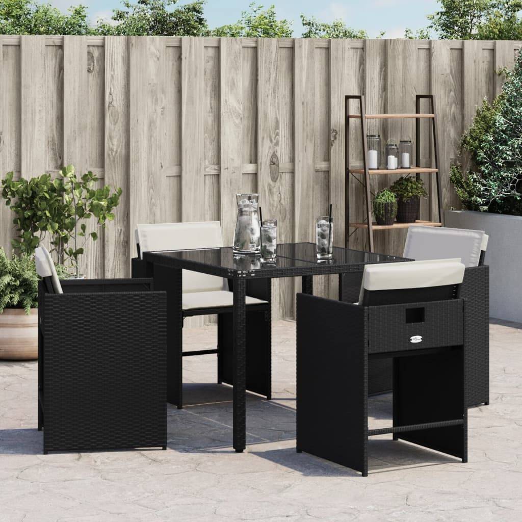 vidaXL Gartenstühle mit Kissen 4 Stk. Schwarz Poly Rattan