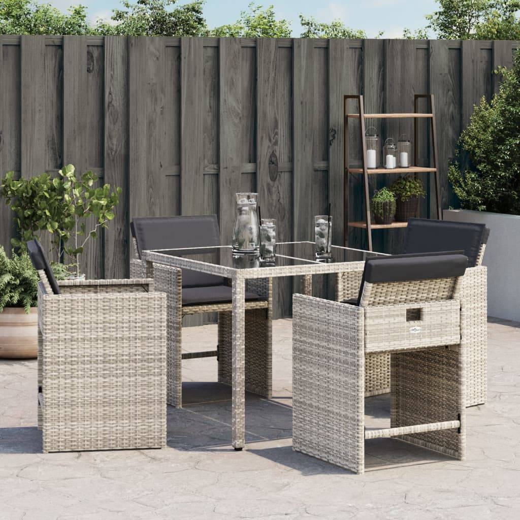 vidaXL Gartenstühle mit Kissen 4 Stk. Hellgrau Poly Rattan