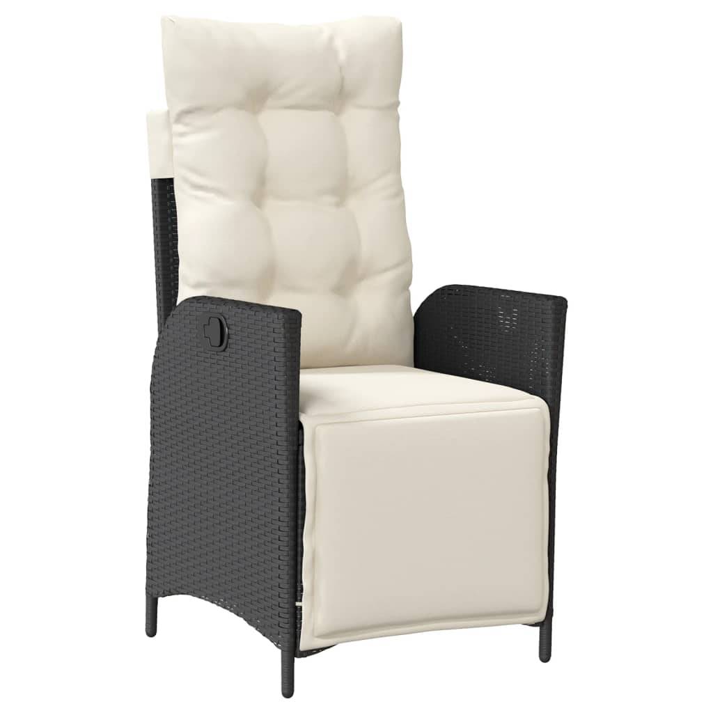 vidaXL 3-tlg. Garten-Essgruppe mit Kissen Schwarz Poly Rattan