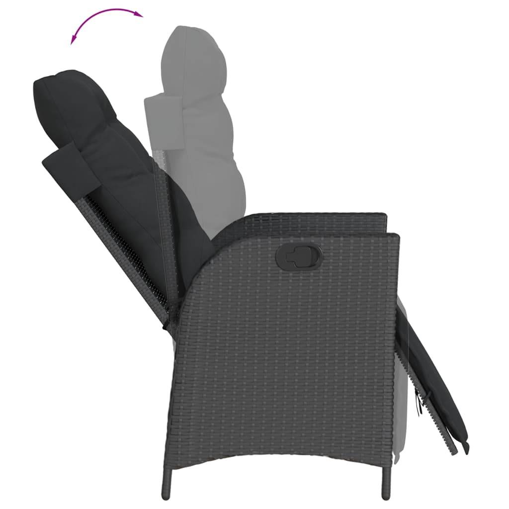 vidaXL 5-tlg. Garten-Essgruppe mit Kissen Schwarz Poly Rattan