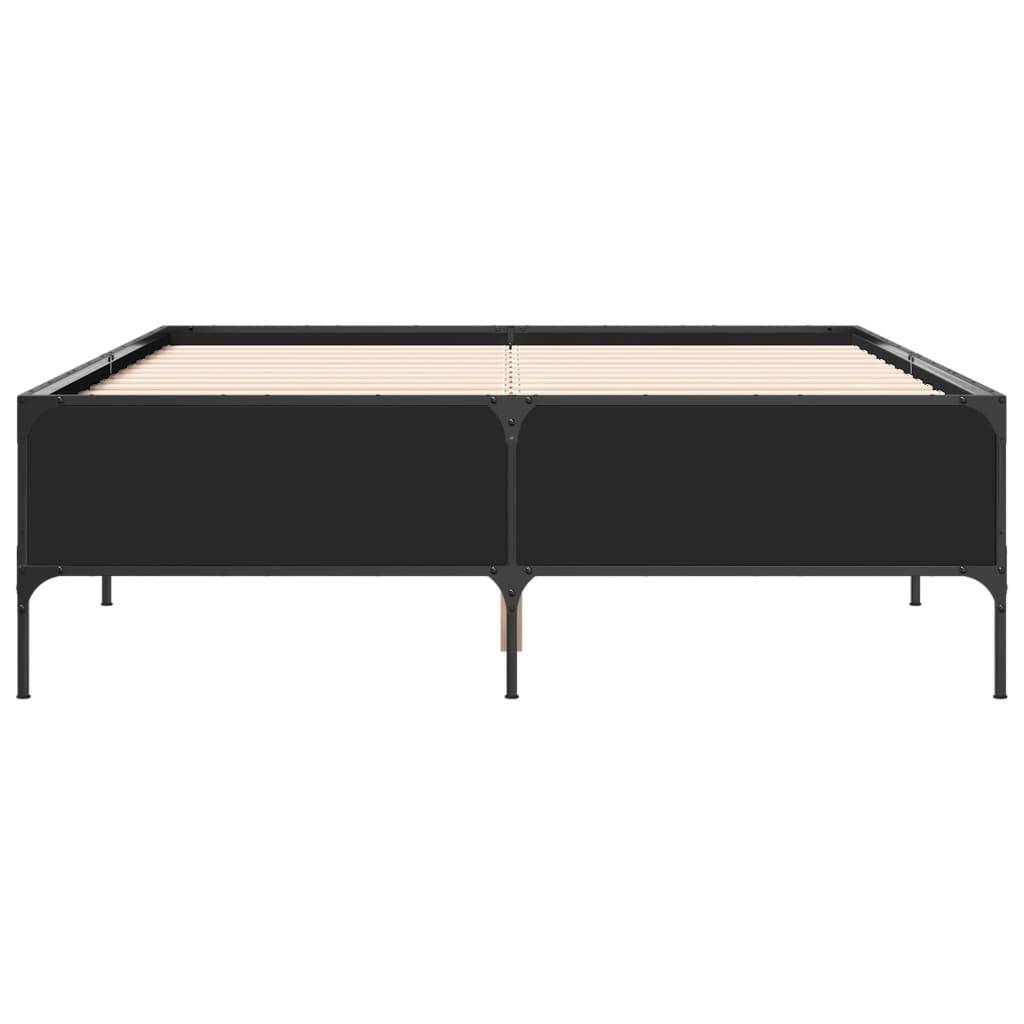 vidaXL Bettgestell Schwarz 135x190 cm Holzwerkstoff und Metall