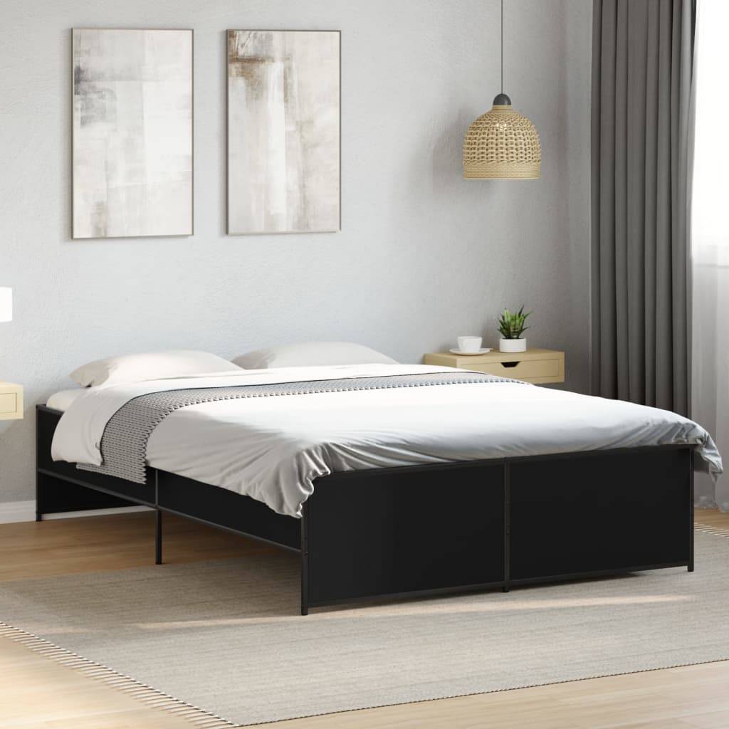 vidaXL Bettgestell Schwarz 120x190 cm Holzwerkstoff und Metall