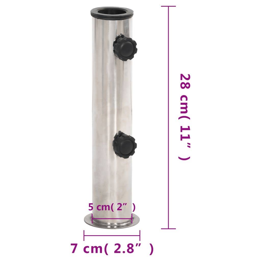 vidaXL Sonnenschirmständer für Ø38/48 mm Mast Silbern Edelstahl