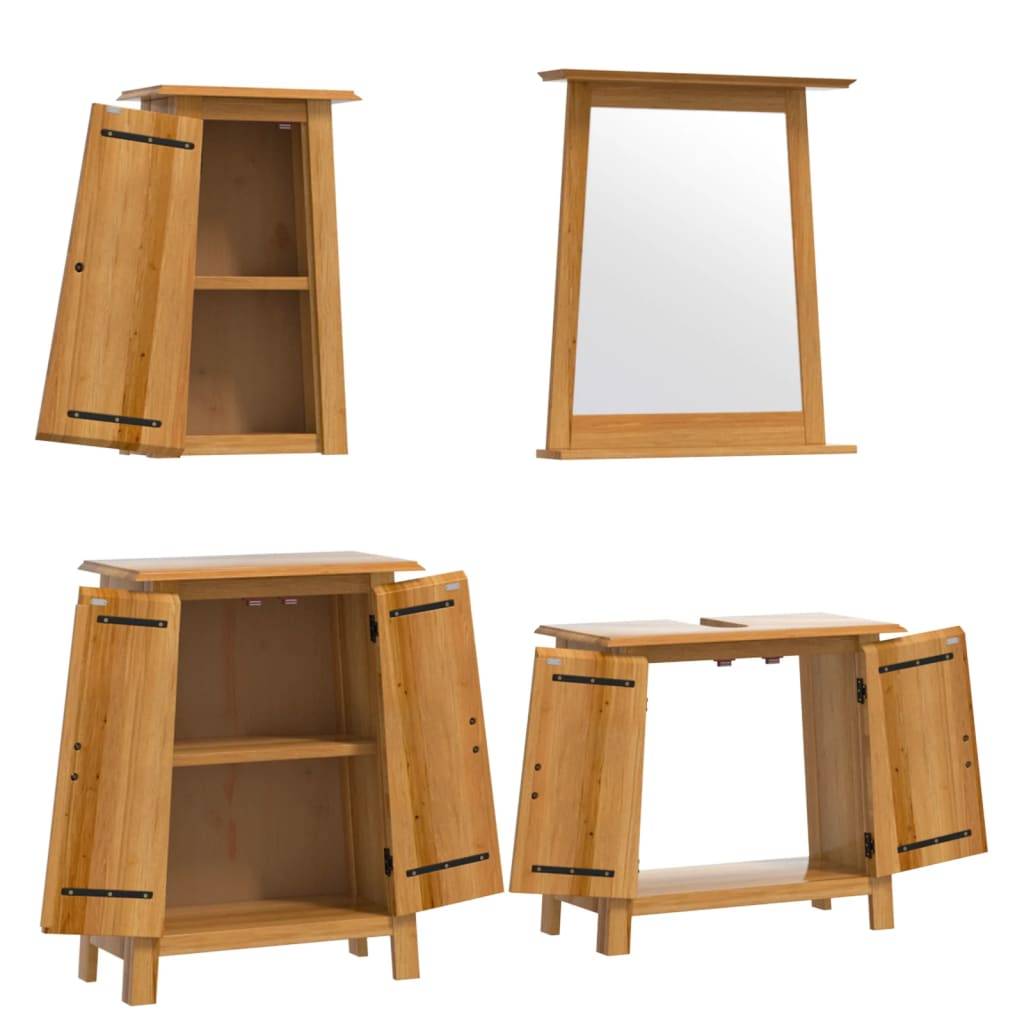 vidaXL 4-tlg. Badmöbel-Set Massivholz Kiefer