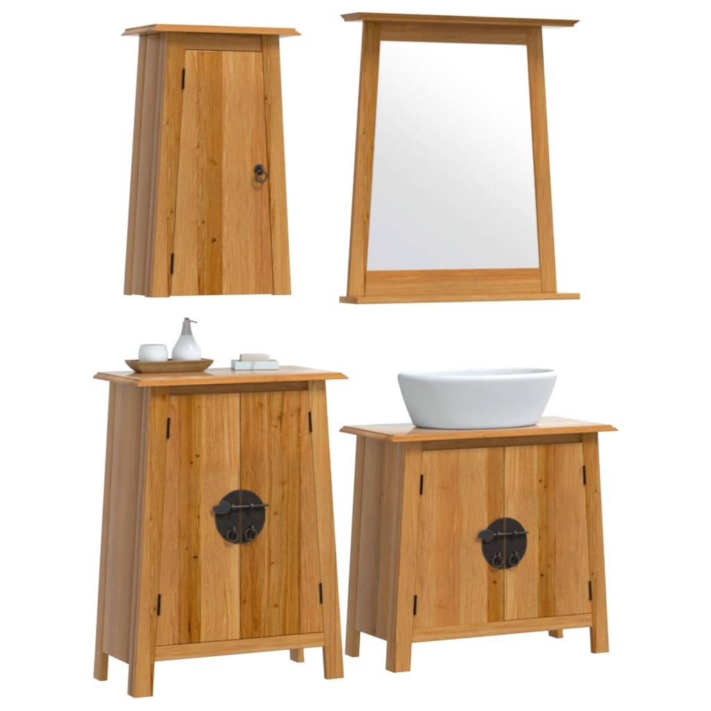 vidaXL 4-tlg. Badmöbel-Set Massivholz Kiefer