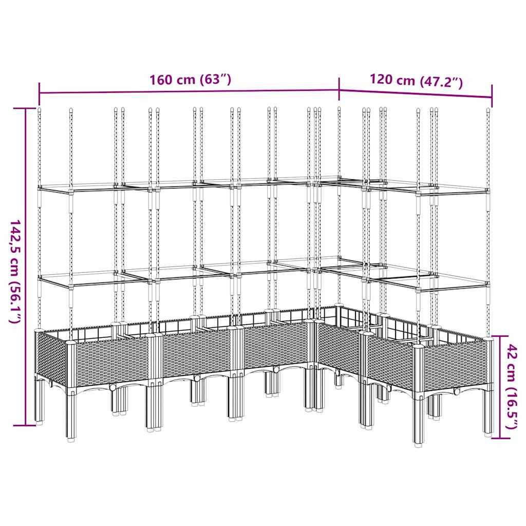 vidaXL Pflanzkübel mit Rankgitter Braun 160x120x142,5 cm PP