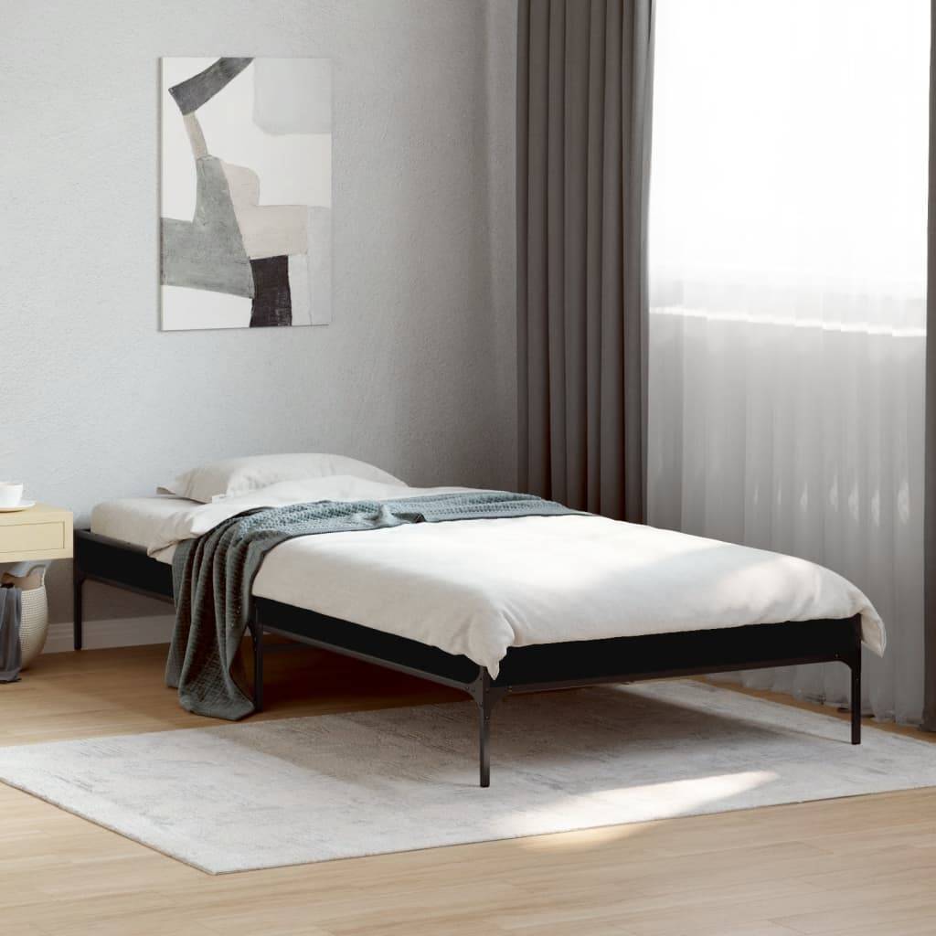vidaXL Bettgestell Schwarz 75x190 cm Holzwerkstoff und Metall