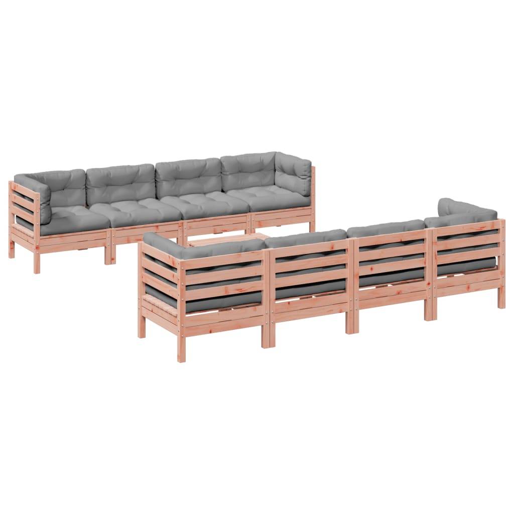 vidaXL 9-tlg. Garten-Sofagarnitur mit Kissen Massivholz Douglasie