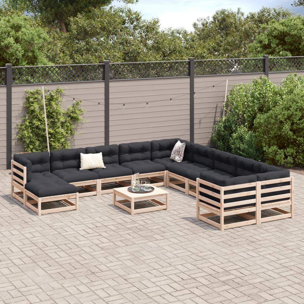 vidaXL 12-tlg. Garten-Sofagarnitur Massivholz Kiefer