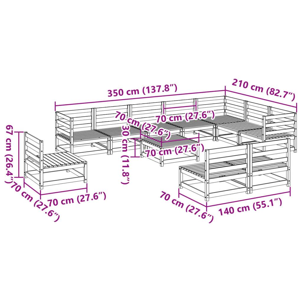 vidaXL 11-tlg. Garten-Sofagarnitur Wachsbraun Massivholz Kiefer