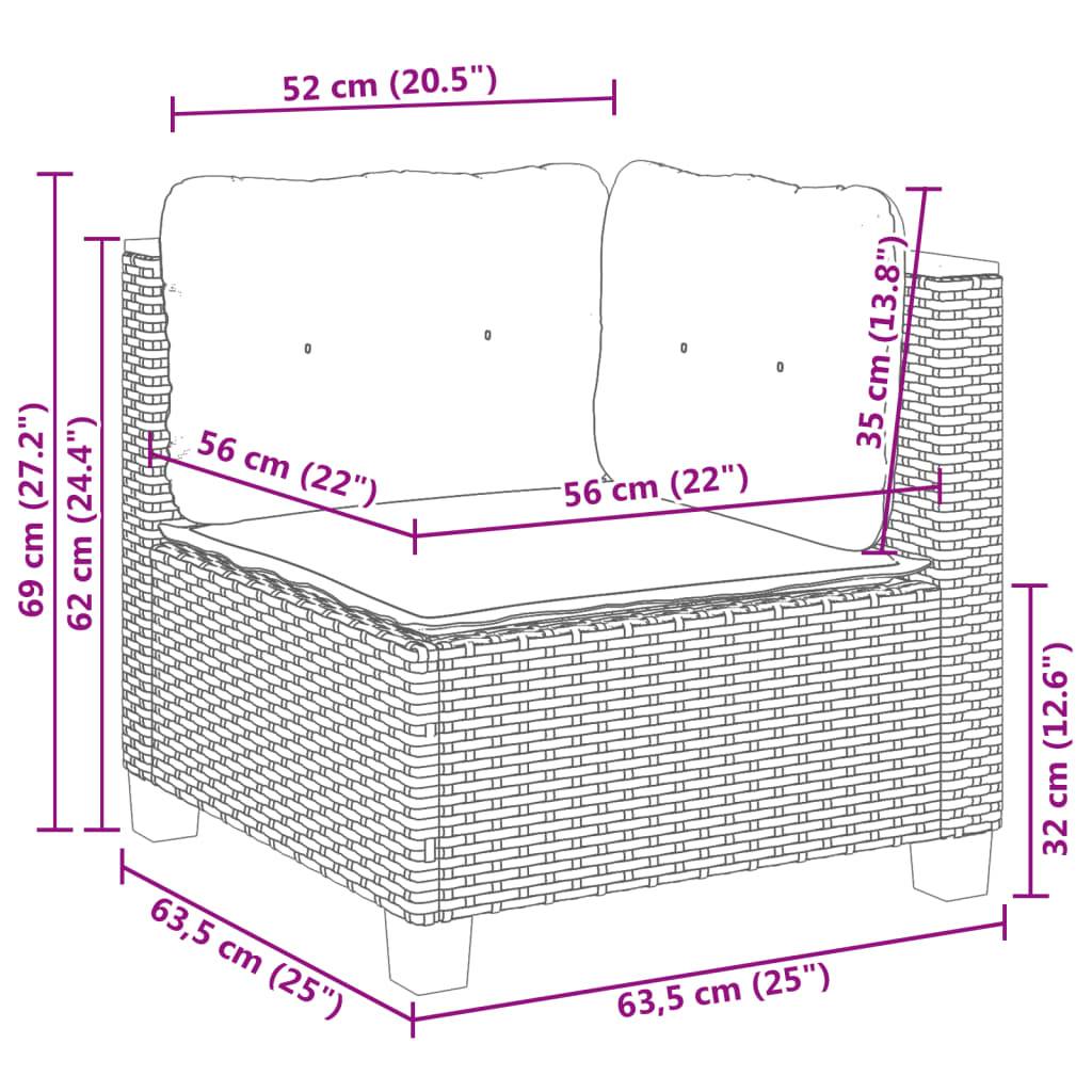 vidaXL Garten-Ecksofa mit Kissen Schwarz Poly Rattan