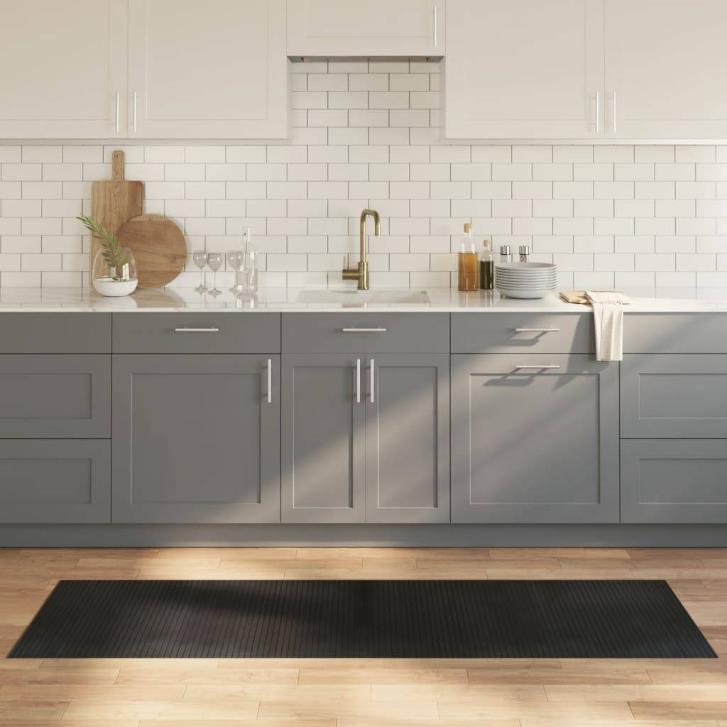 vidaXL Teppich Rechteckig Schwarz 60x200 cm Bambus