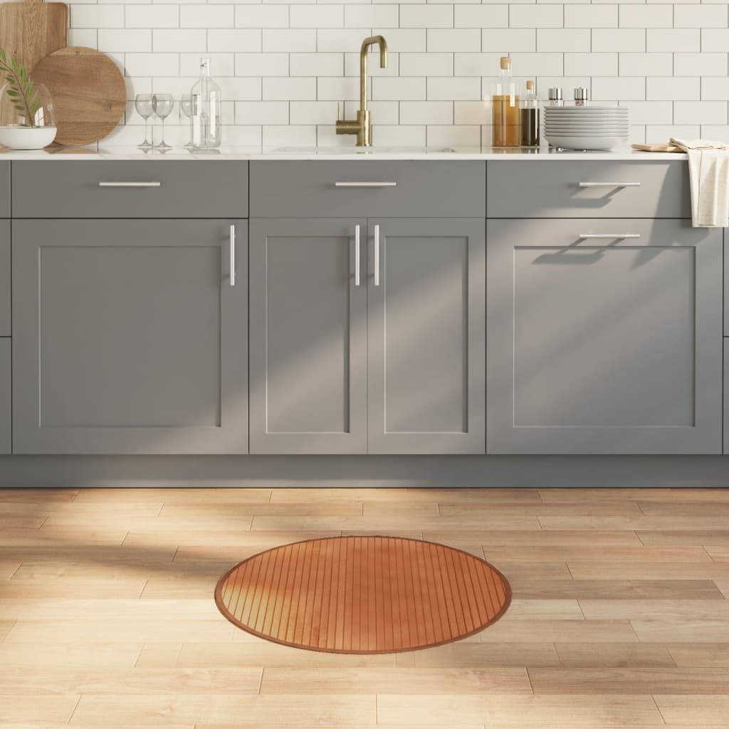 vidaXL Teppich Rund Braun 60 cm Bambus