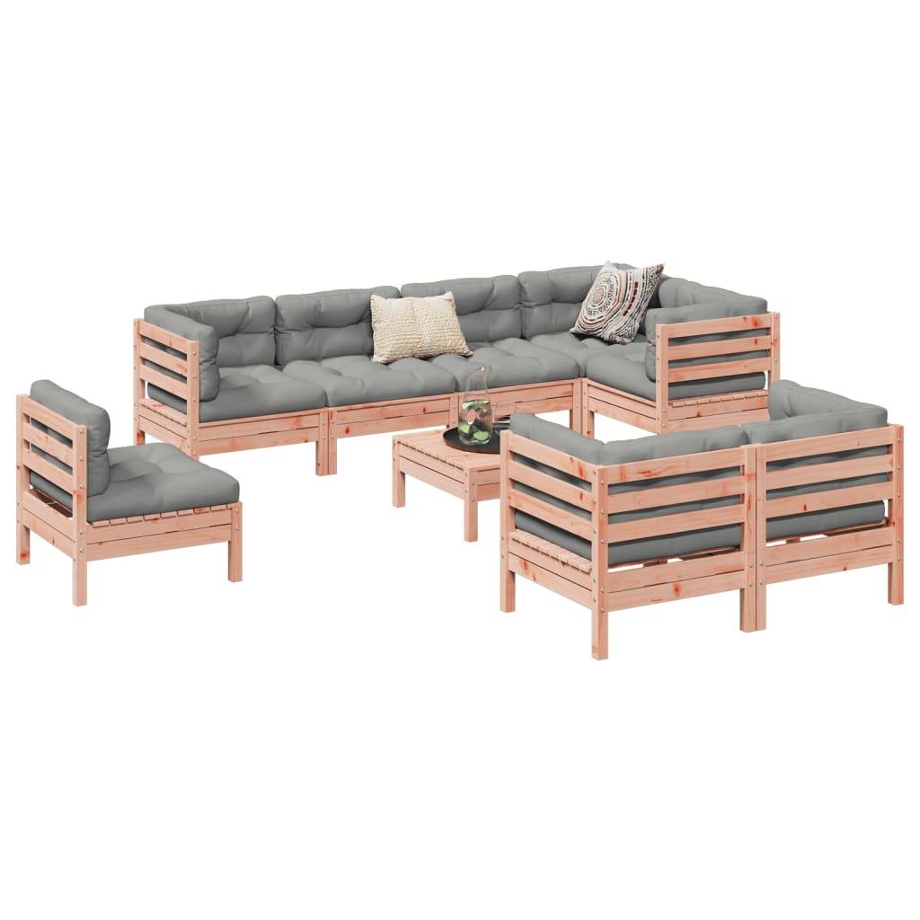 vidaXL 9-tlg. Garten-Sofagarnitur mit Kissen Massivholz Douglasie