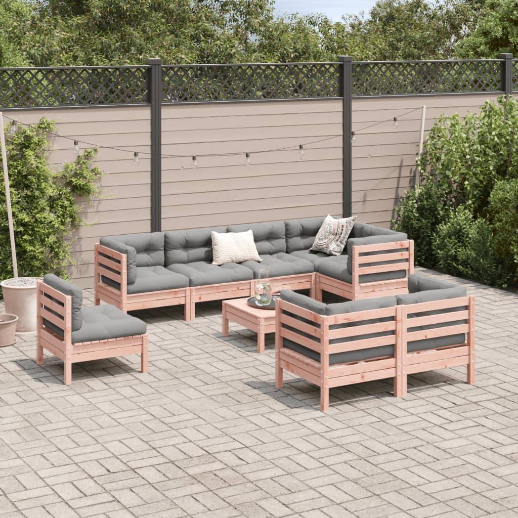 vidaXL 9-tlg. Garten-Sofagarnitur mit Kissen Massivholz Douglasie