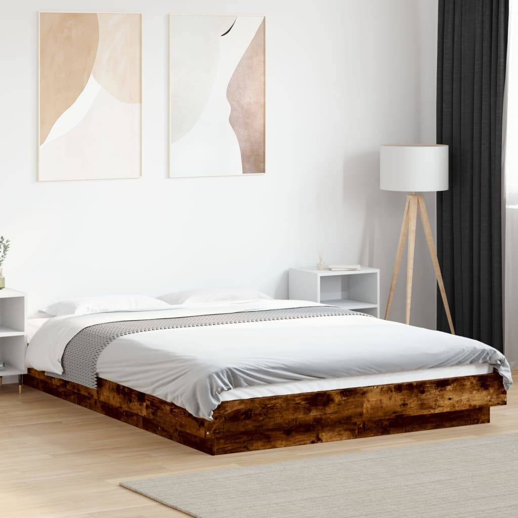 vidaXL Bettgestell Räuchereiche 120x200 cm Holzwerkstoff