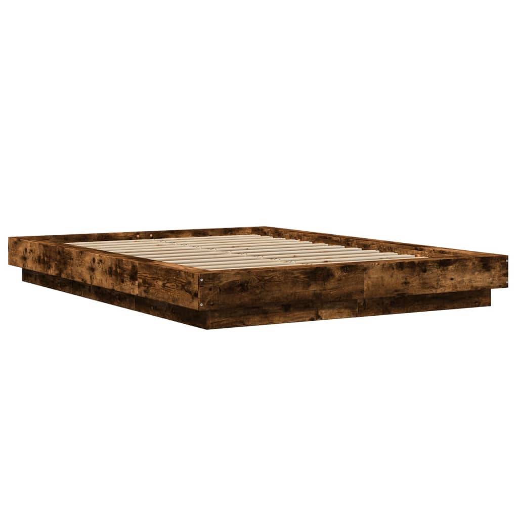 vidaXL Bettgestell Räuchereiche 120x200 cm Holzwerkstoff