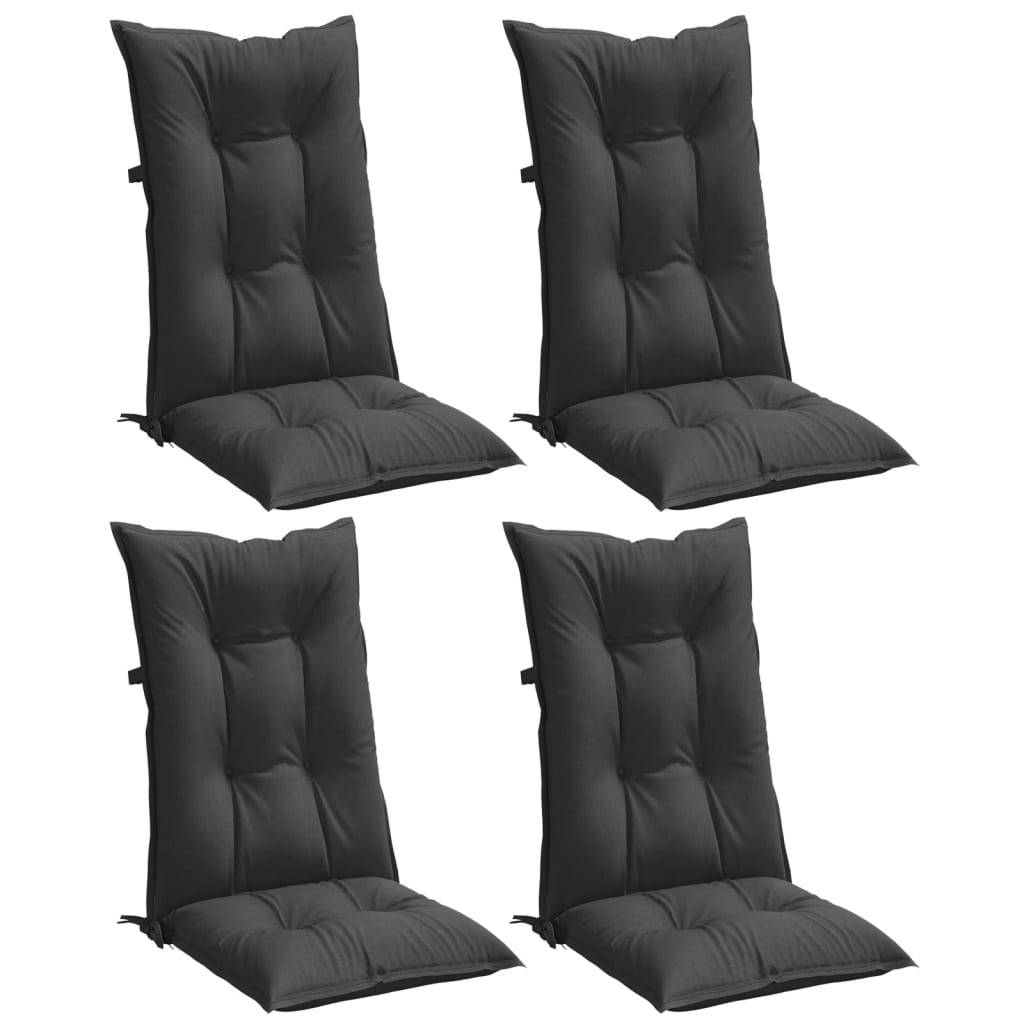 vidaXL Hochlehner-Auflagen 4 Stk. Melange Anthrazit 120x50x7 cm Stoff