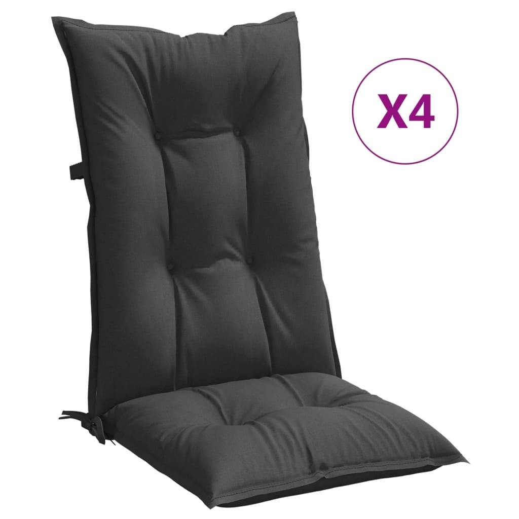 vidaXL Hochlehner-Auflagen 4 Stk. Melange Anthrazit 120x50x7 cm Stoff