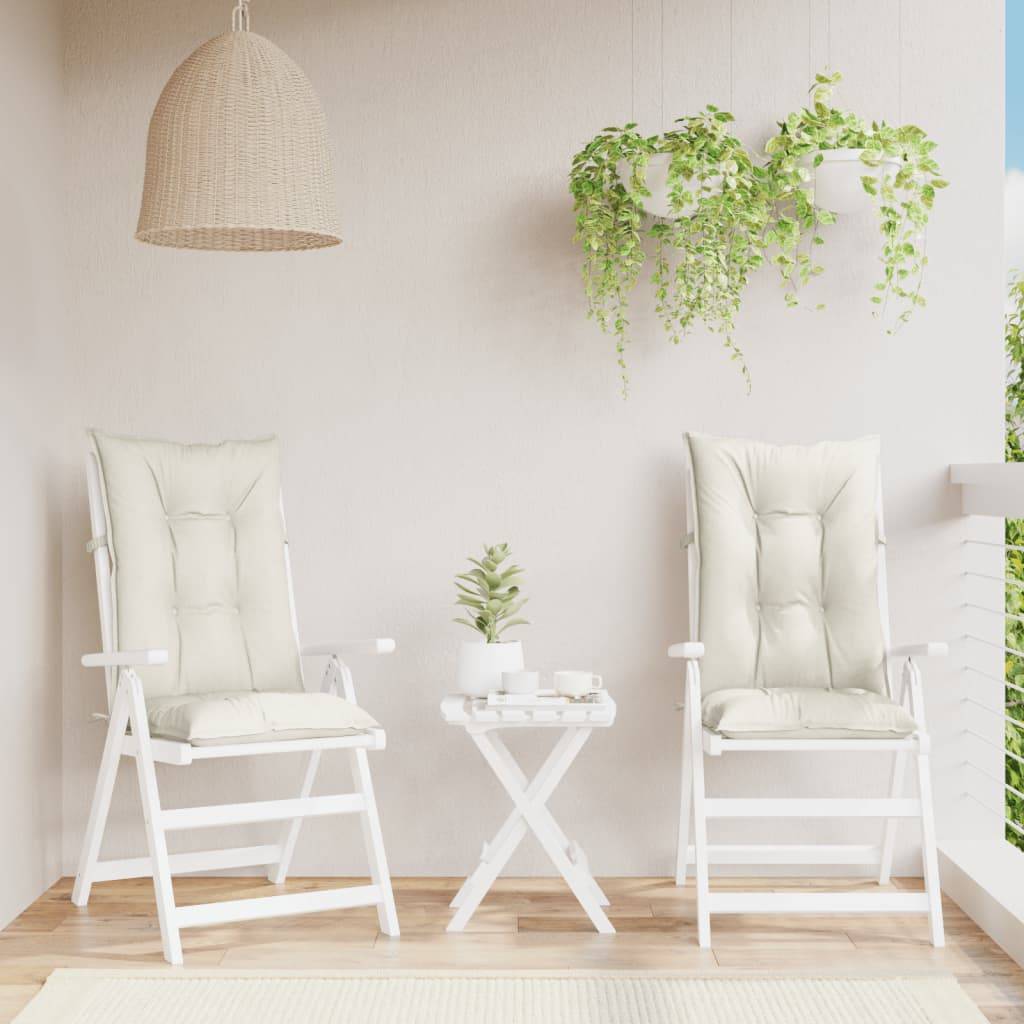 vidaXL Hochlehner-Auflagen 2 Stk. Melange Creme 120x50x7 cm Stoff