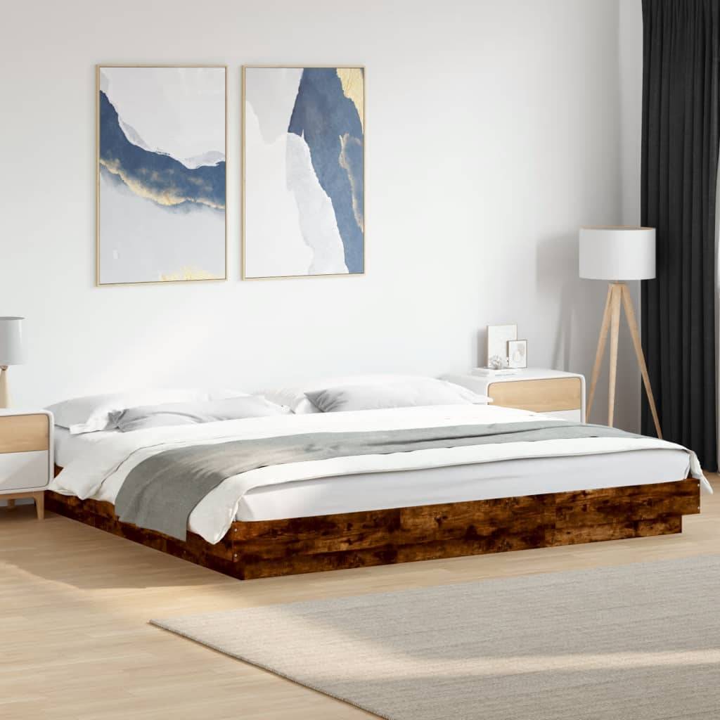 vidaXL Bettgestell Räuchereiche 180x200 cm Holzwerkstoff