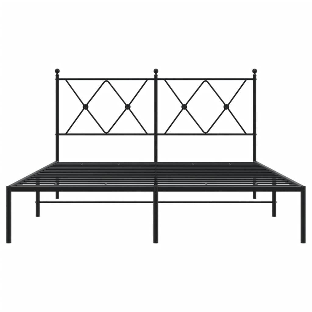 vidaXL Bettgestell mit Kopfteil Metall Schwarz 135x190 cm