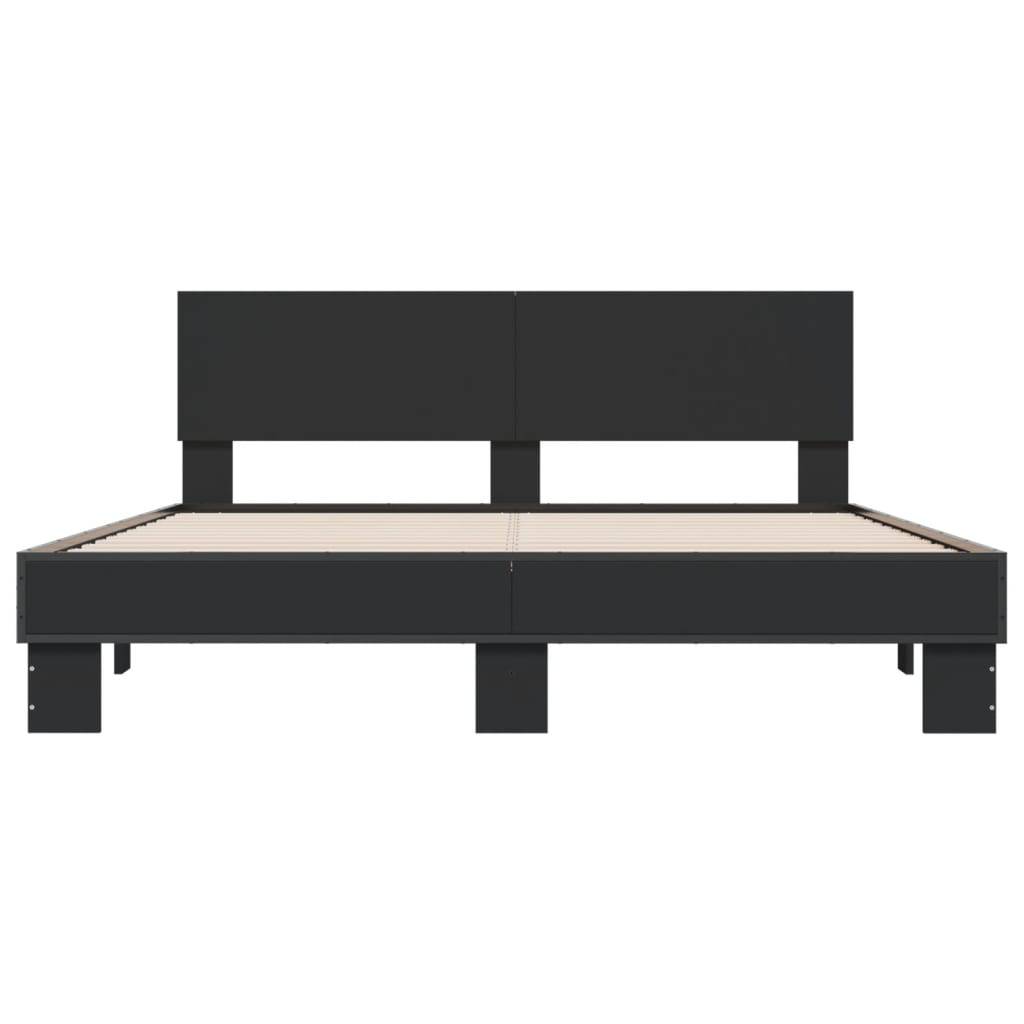 vidaXL Bettgestell Schwarz 160x200 cm Holzwerkstoff und Metall