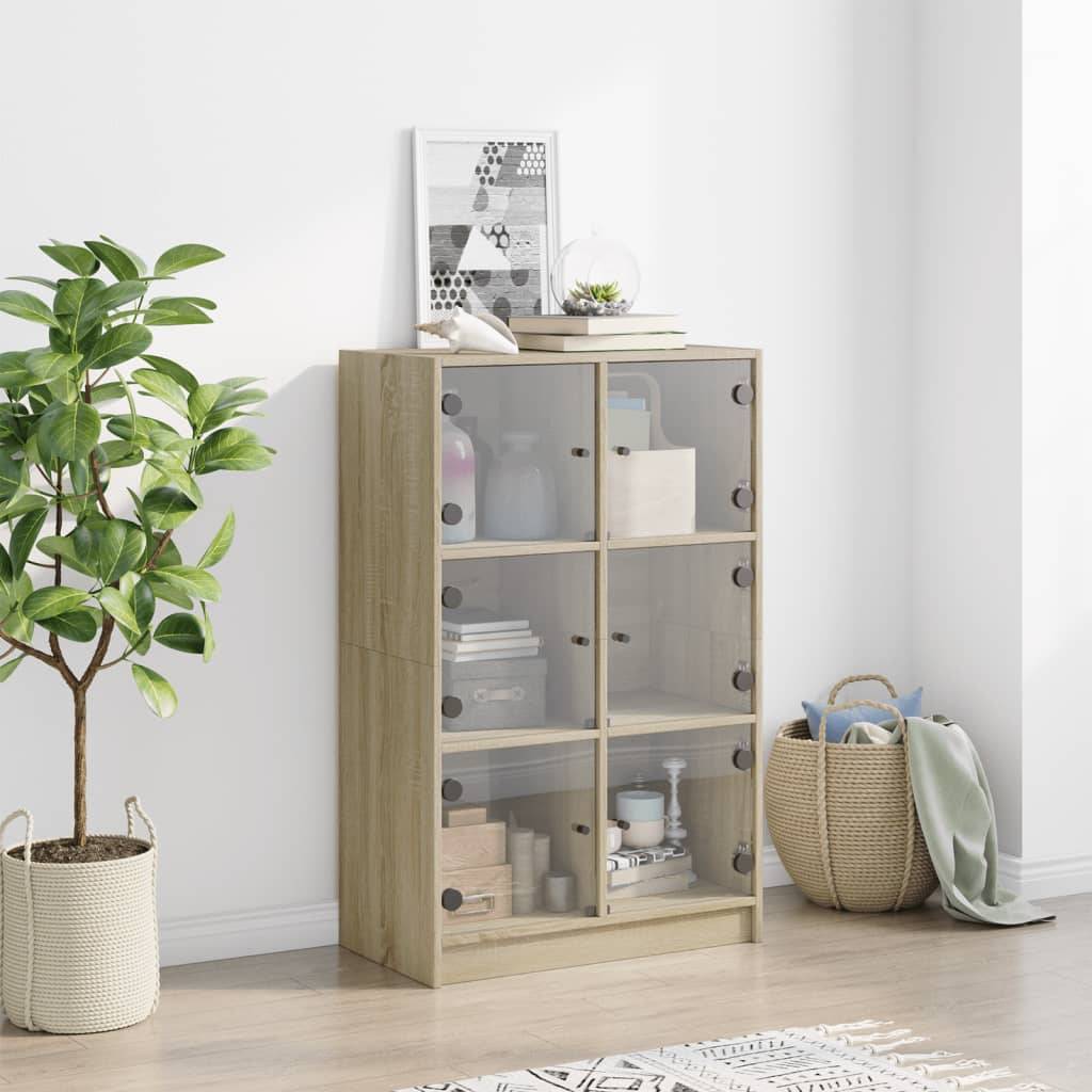 vidaXL Highboard mit Türen Sonoma-Eiche 68x37x109 cm Holzwerkstoff