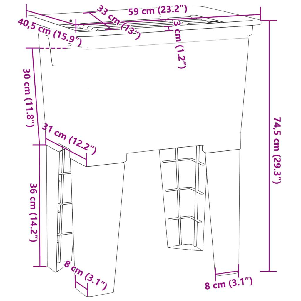 vidaXL Wäschekanne Grau 59x41x75 cm Harz