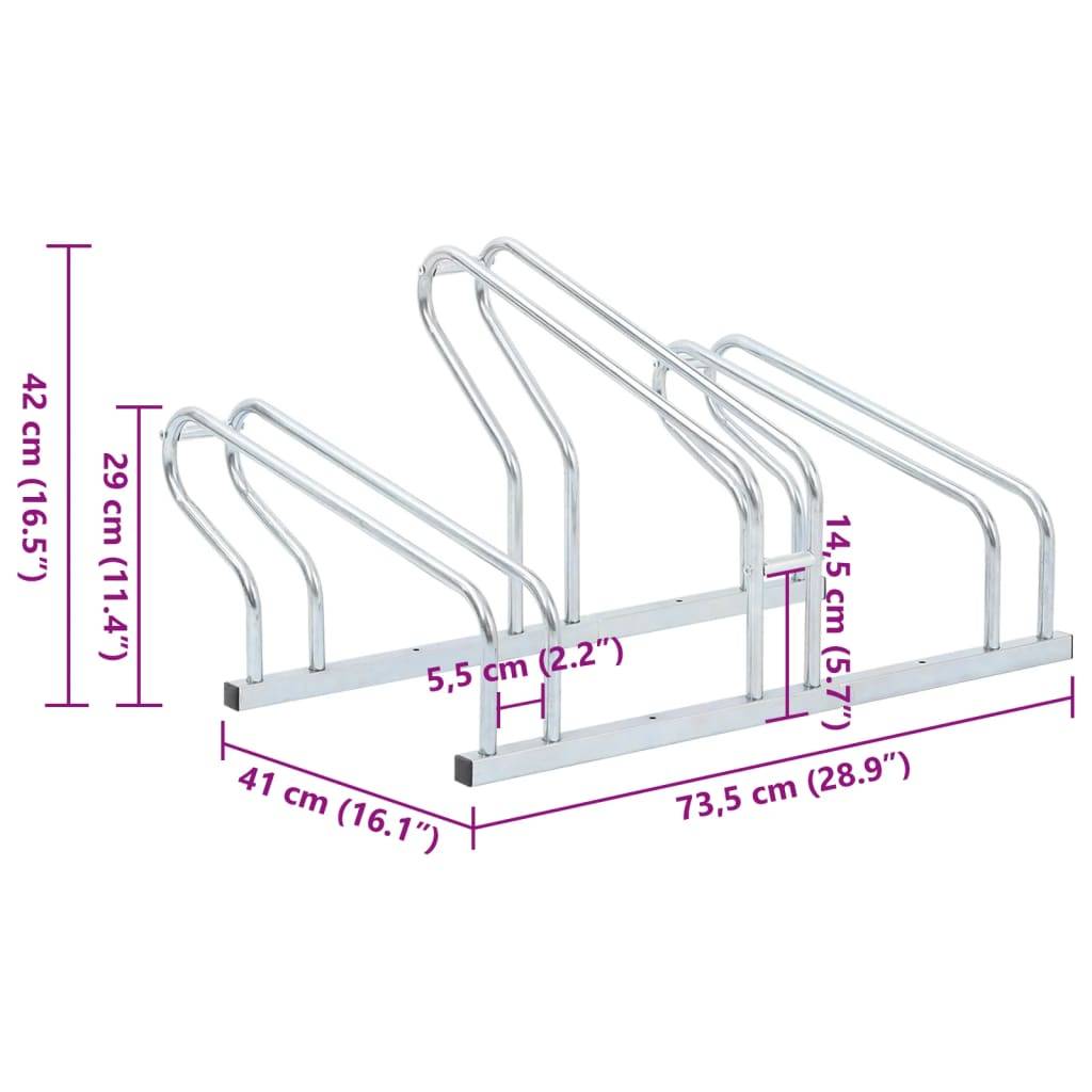 vidaXL Fahrradständer für 3 Fahrräder Freistehend Verzinkter Stahl
