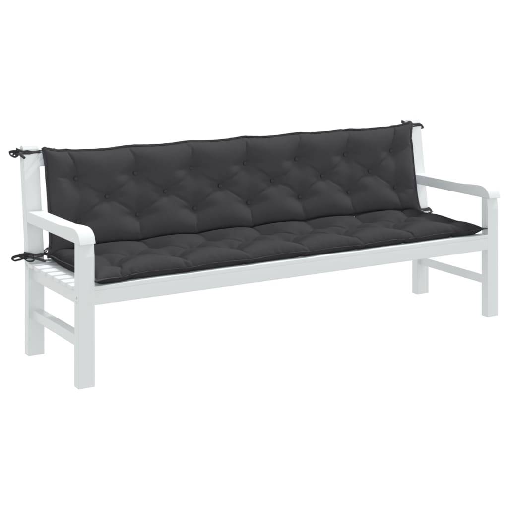 vidaXL Gartenbank-Auflagen 2 Stk. Melange Anthrazit 200x50x7 cm Stoff