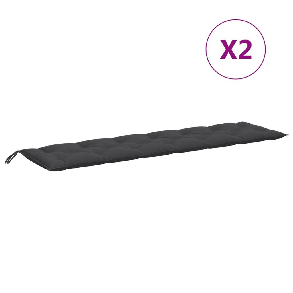 vidaXL Gartenbank-Auflagen 2 Stk. Melange Anthrazit 200x50x7 cm Stoff