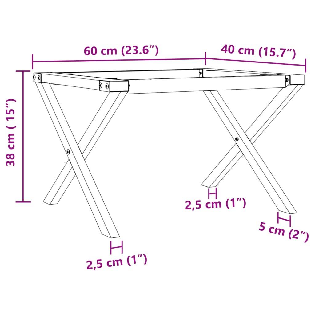 vidaXL Couchtisch-Gestell in X-Form 60x40x38 cm Stahl