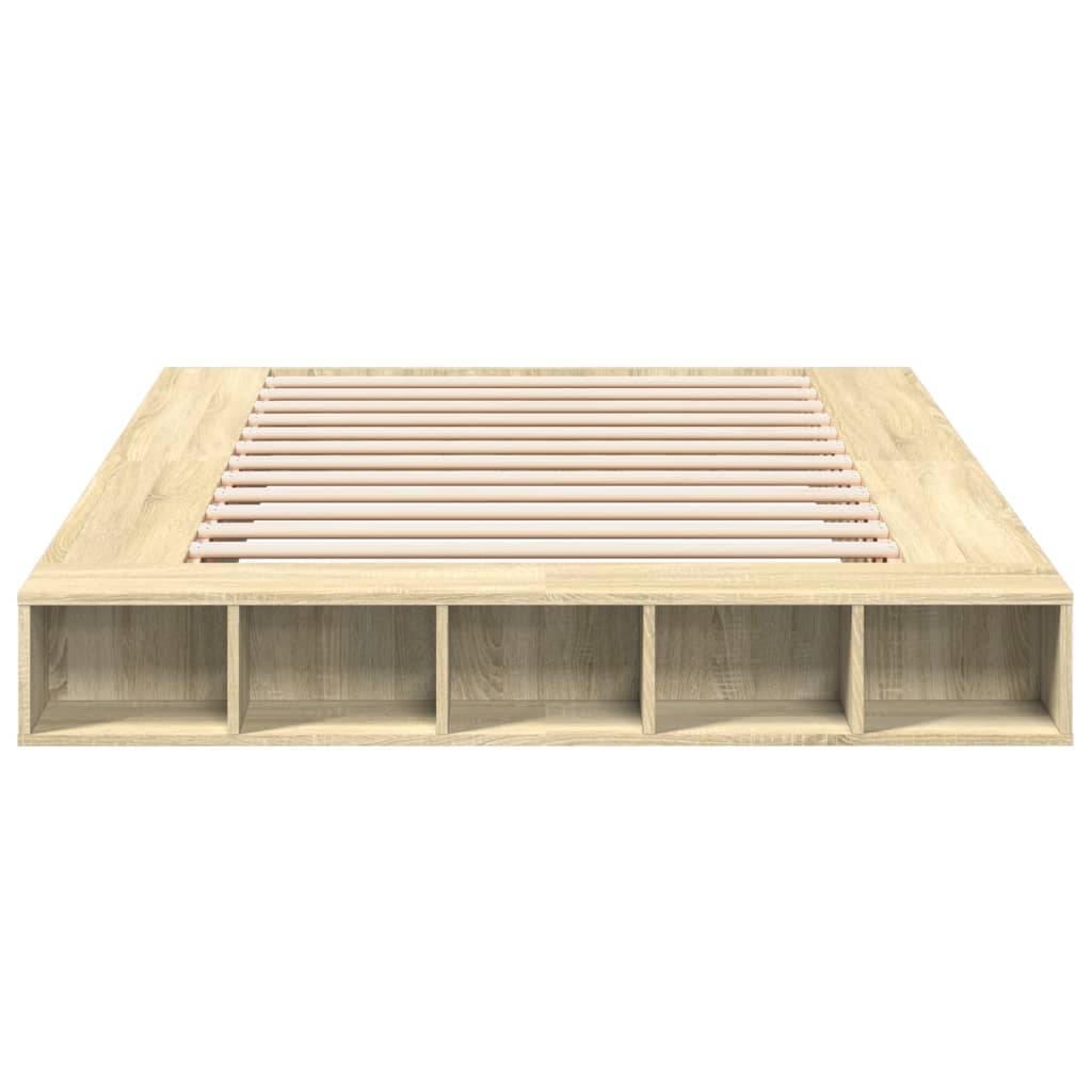 vidaXL Bettgestell Sonoma-Eiche 140x200 cm Holzwerkstoff