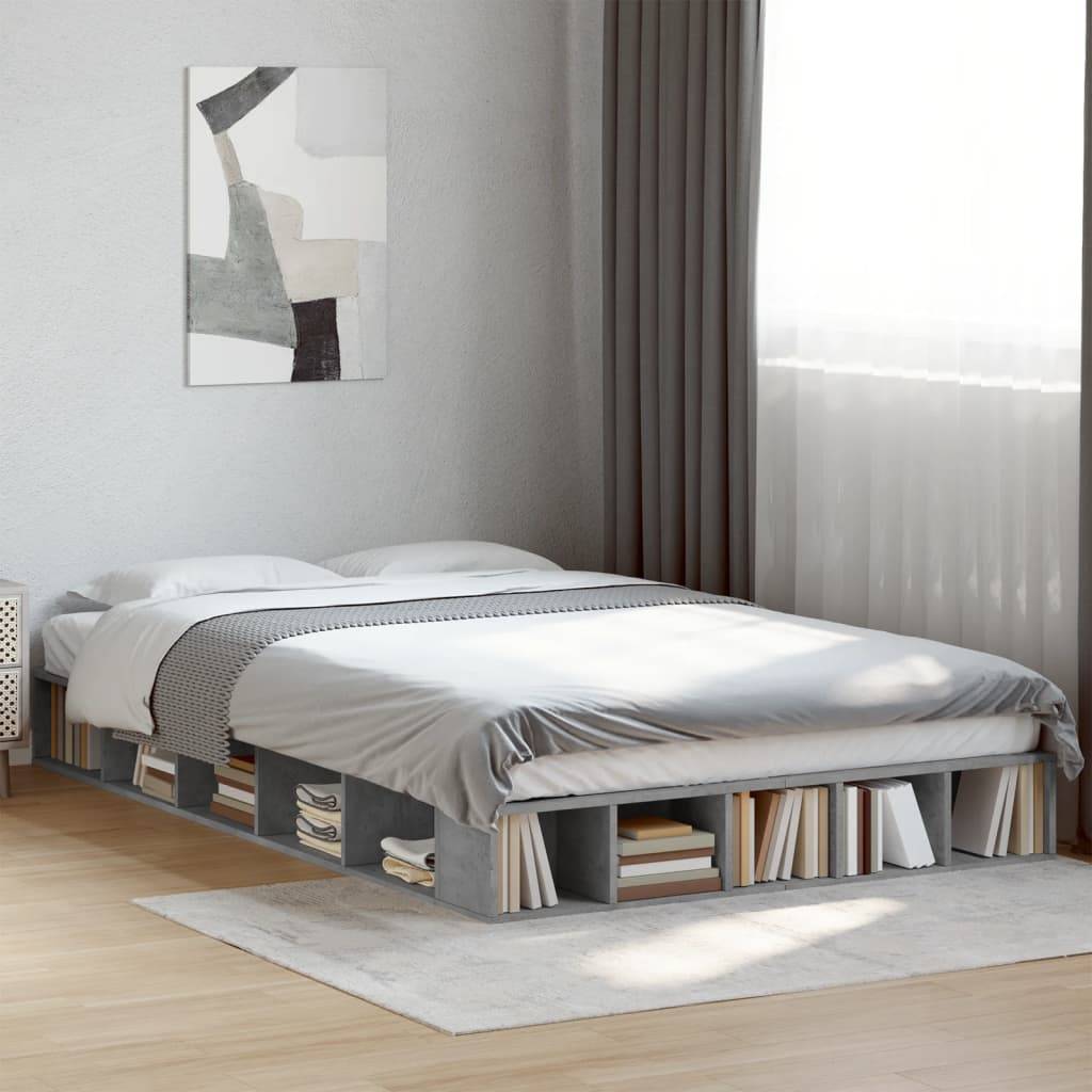 vidaXL Bettgestell Betongrau 120x190 cm Holzwerkstoff