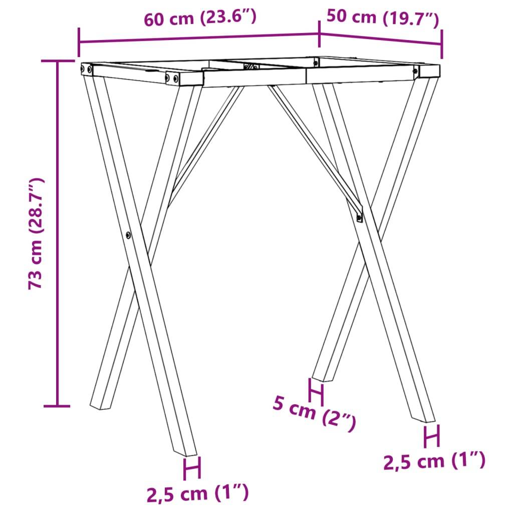 vidaXL Esstisch-Gestell in X-Form 60x50x73 cm Stahl