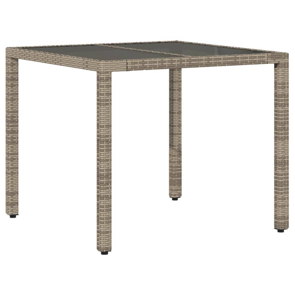 vidaXL 5-tlg. Garten-Essgruppe mit Kissen Grau Poly Rattan und Glas
