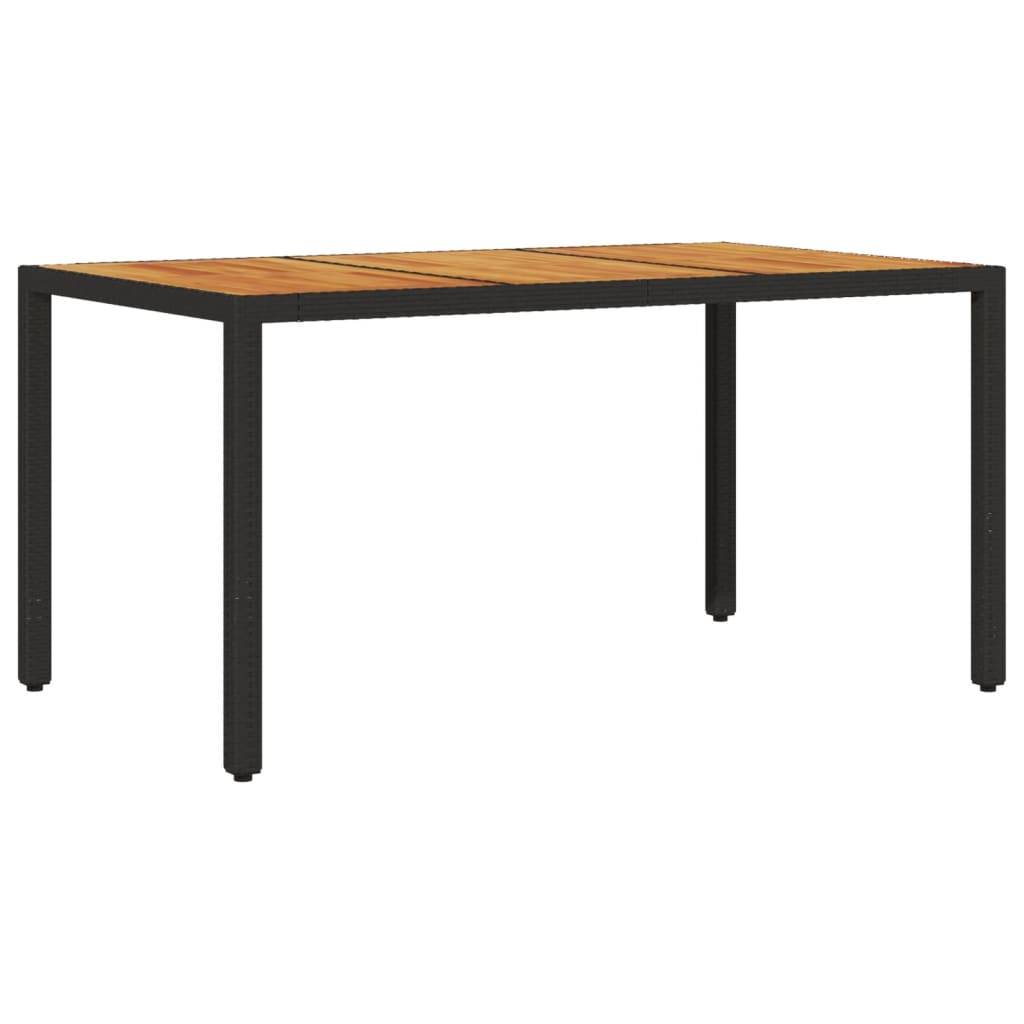 vidaXL 7-tlg. Garten-Essgruppe mit Kissen Schwarz Poly Rattan Akazie