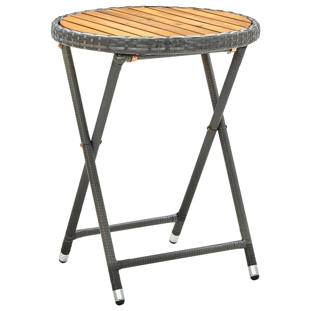 vidaXL 3-tlg. Bistro-Set mit Kissen Grau Poly Rattan & Akazienholz