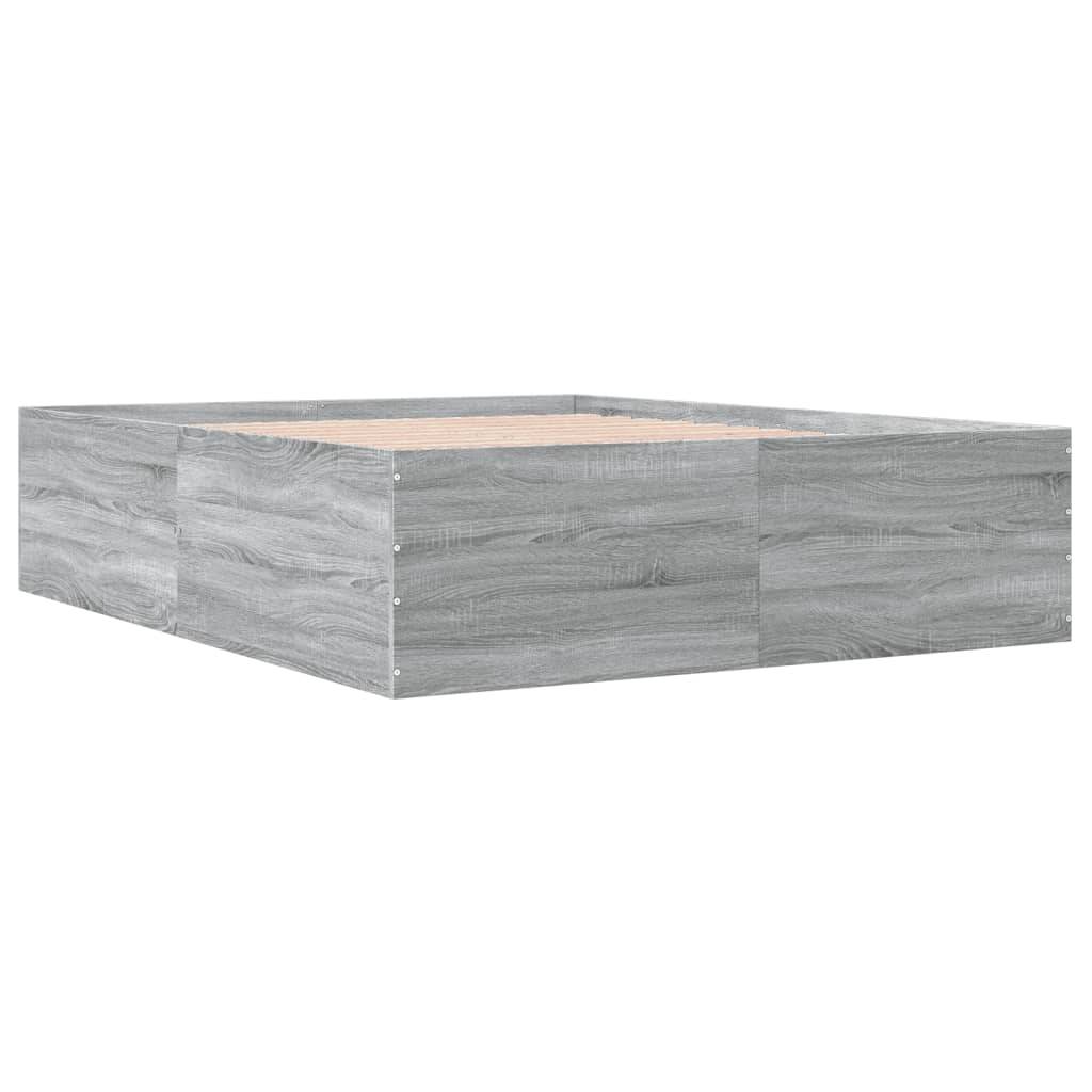 vidaXL Bettgestell Grau Sonoma 160x200 cm Holzwerkstoff