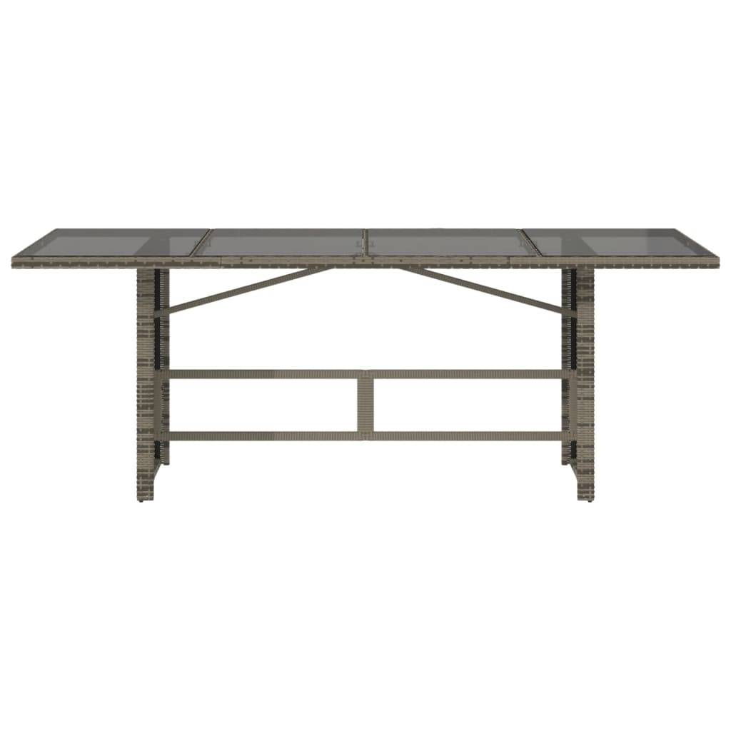 vidaXL Gartentisch mit Glasplatte Grau 190x80x75 cm Poly Rattan