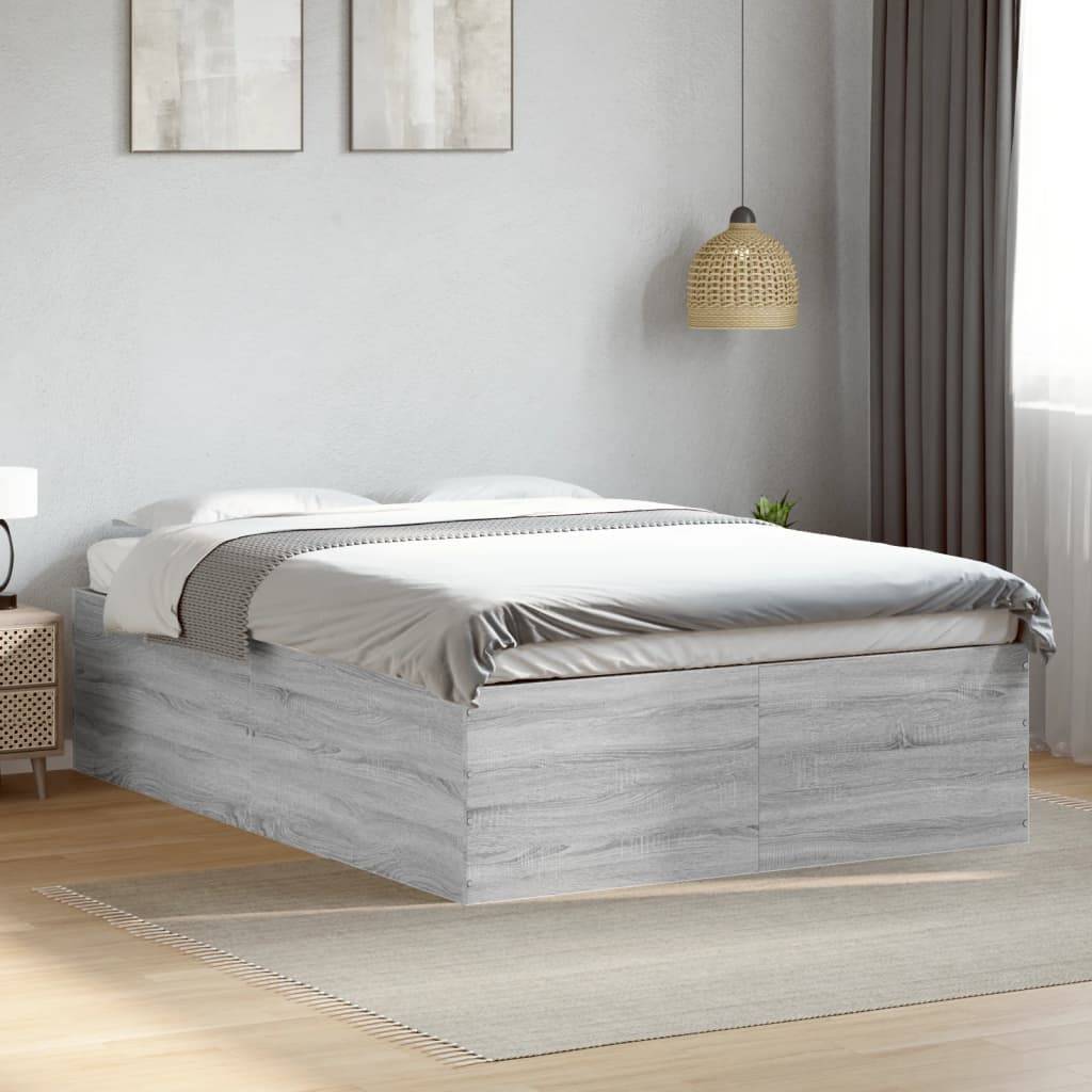 vidaXL Bettgestell Grau Sonoma 140x200 cm Holzwerkstoff