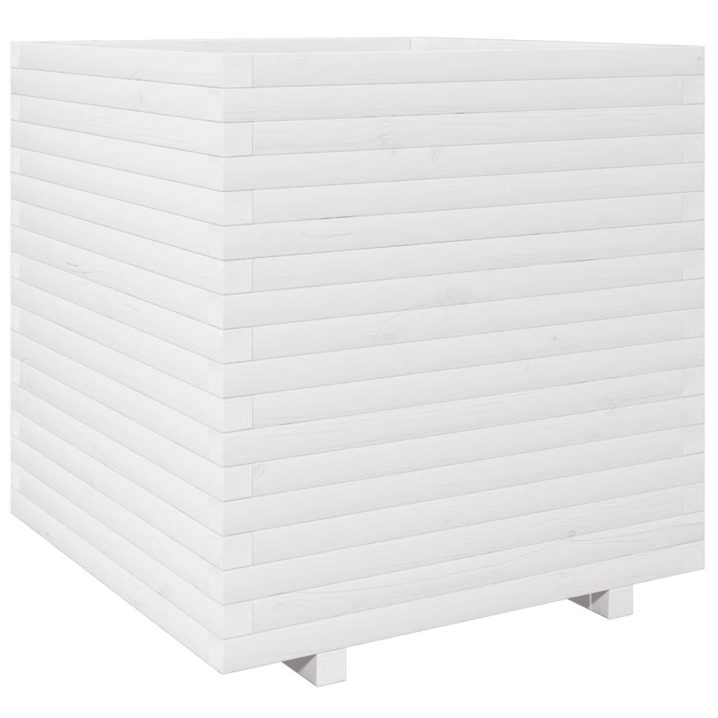 vidaXL Pflanzkübel Weiß 70x70x72,5 cm Massivholz Kiefer