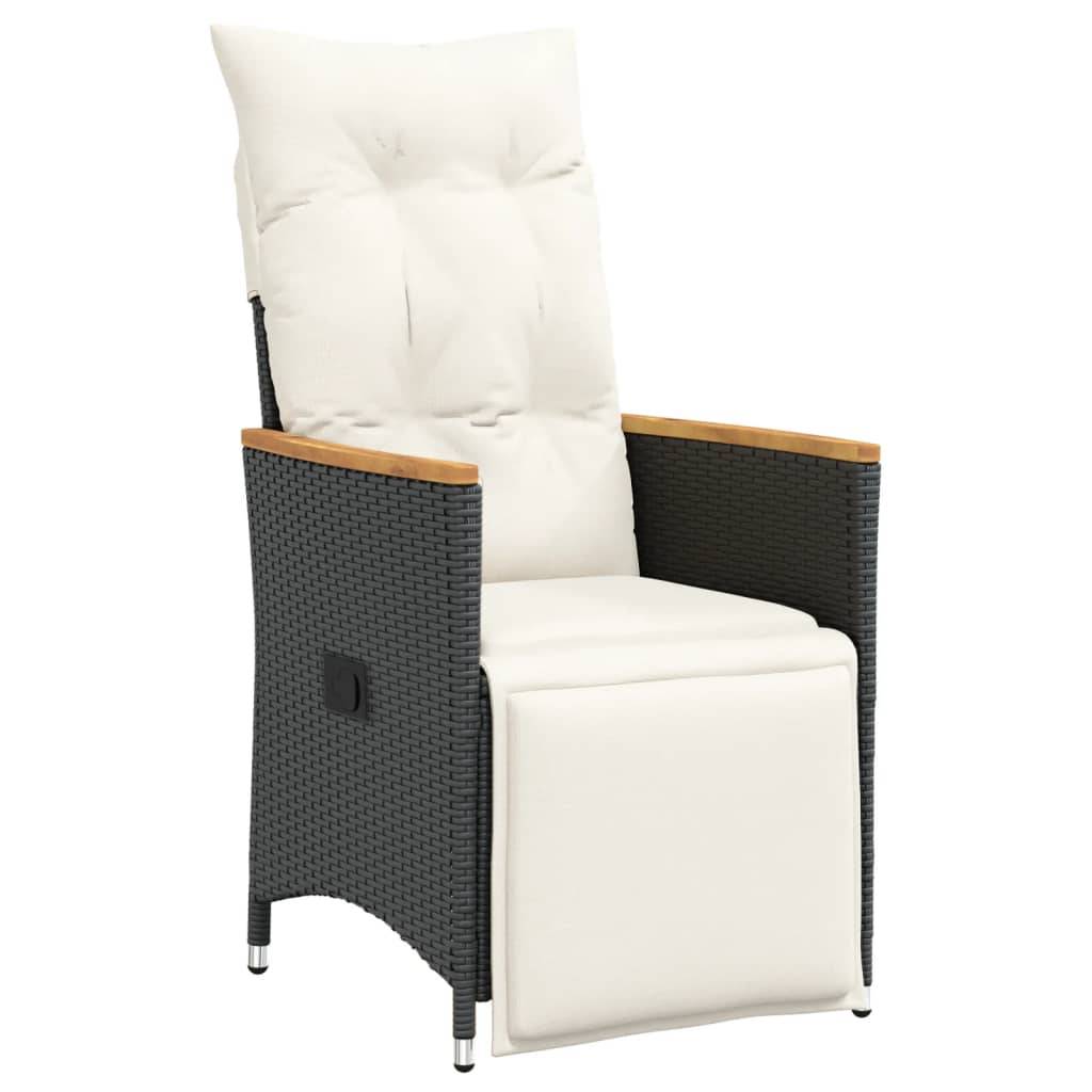vidaXL 3-tlg. Garten-Bistro-Set mit Kissen Schwarz Poly Rattan