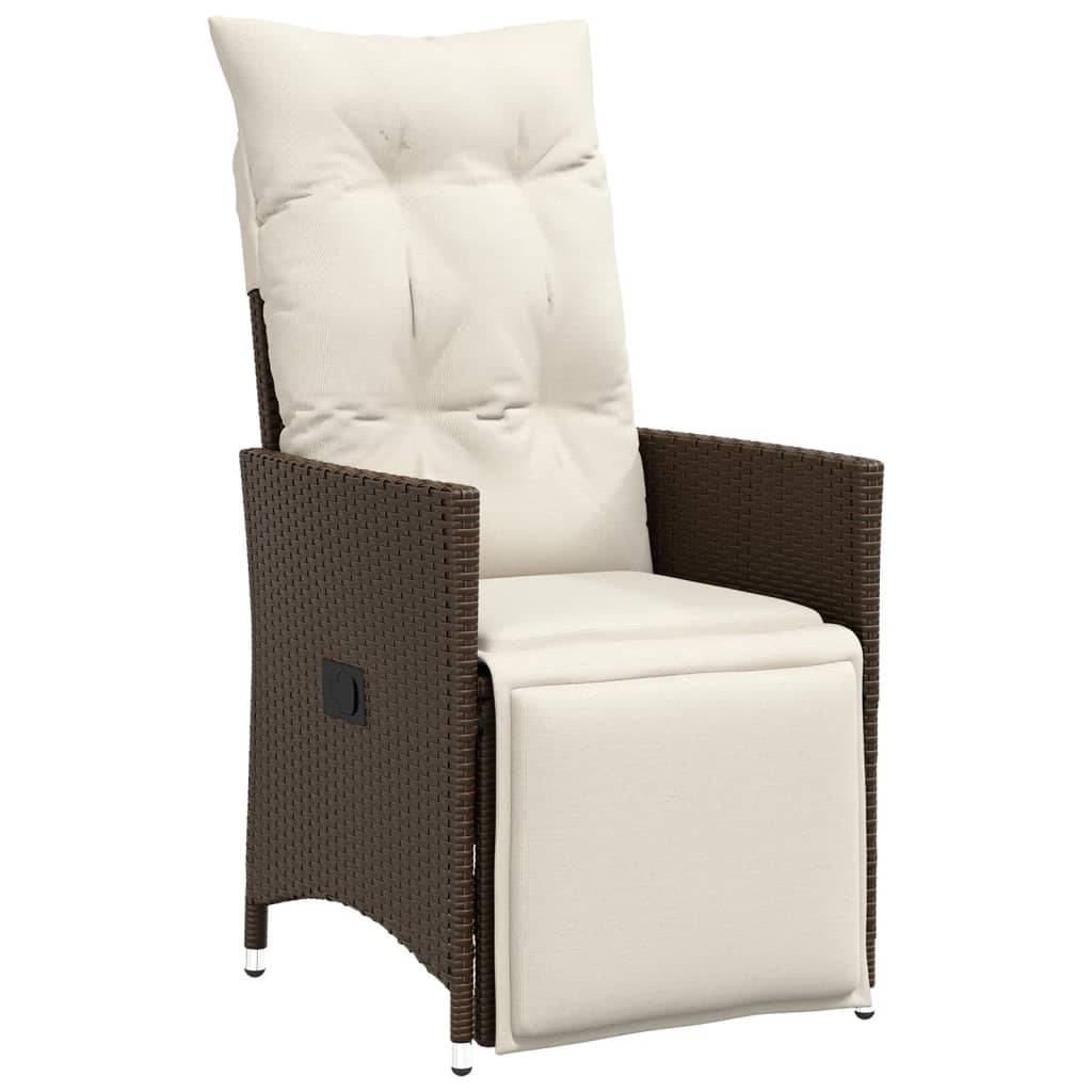 vidaXL 9-tlg. Garten-Bistro-Set mit Kissen Braun Poly Rattan