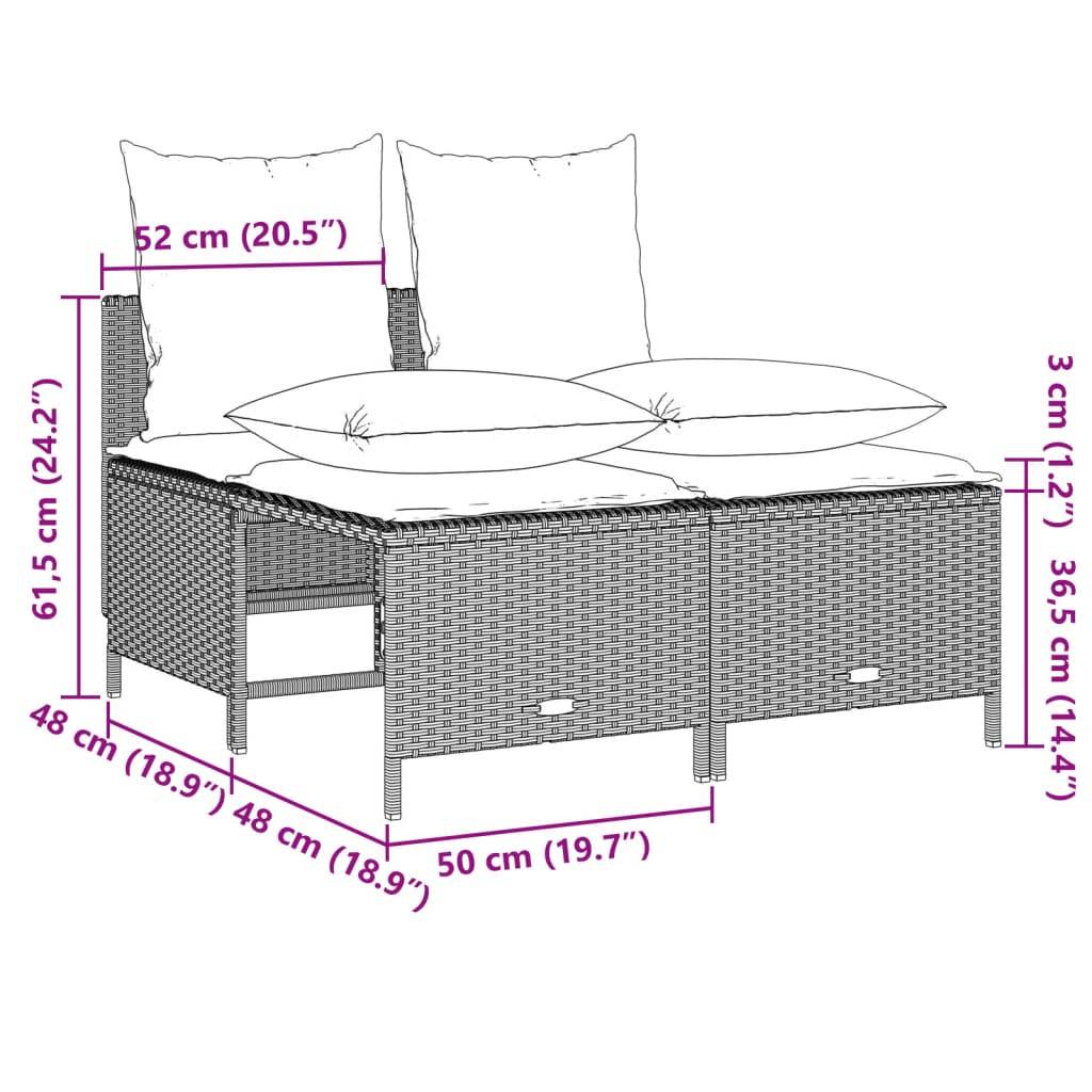 vidaXL 4-tlg. Garten-Sofagarnitur mit Kissen Hellgrau Poly Rattan